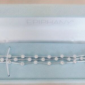 Epiphany 925 Platinum Clad 3.8 Cttw Diamonique 3 strand Tennis Bracelet 7.5" NEW